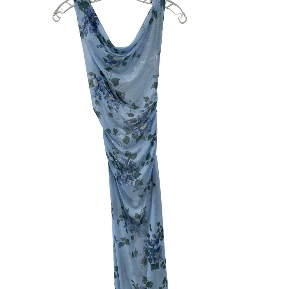 Reformation Women's Dress Maxi Blue Floral Mesh Small